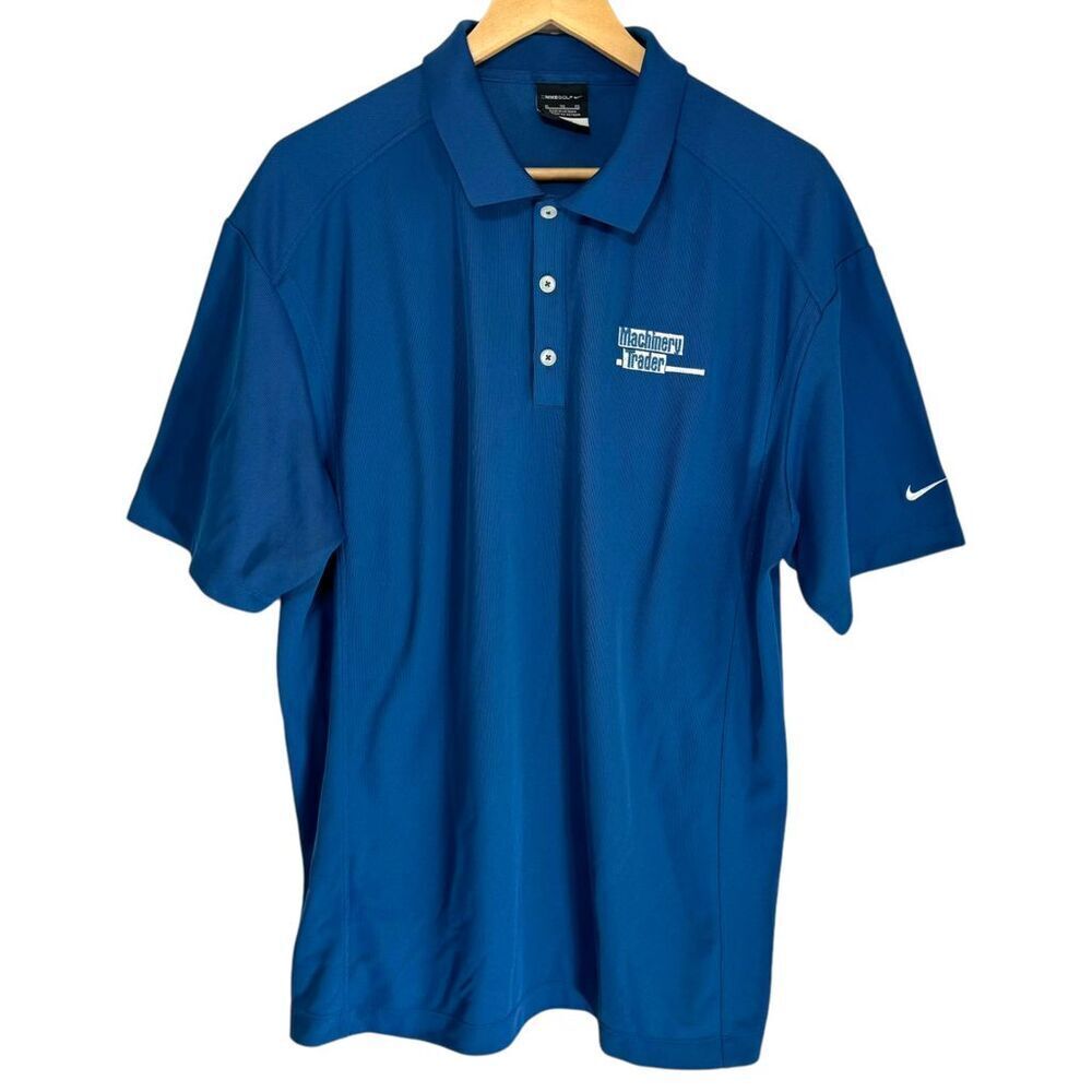 Nike Golf Dri-Fit Men's Blue Polo Shirt with Machinery Trader Logo Size‎ XL